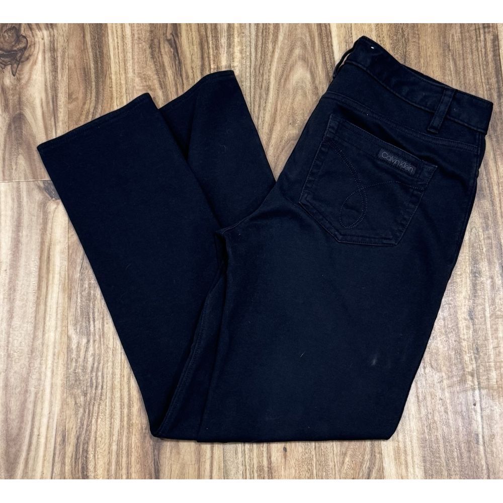 Calvin Klein Jeans Black Slim Straight Stretch Ponte Ankle Pants Women's 10